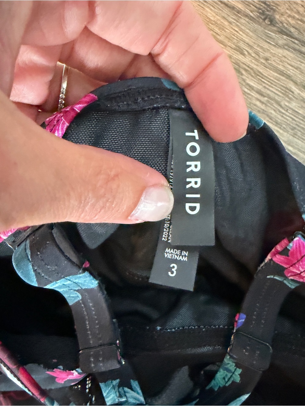 torrid Black Floral Halter Swim Dress with Pink & Teal Accents - Picture 7 of 7